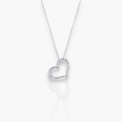18K White Gold Diamond Heart Necklace - Moregola Fine Jewelry