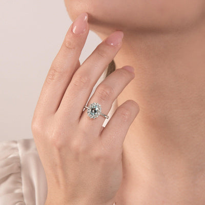Aquamarine Ring with ascent diamonds in 3 sizes - Moregola Fine Jewelry