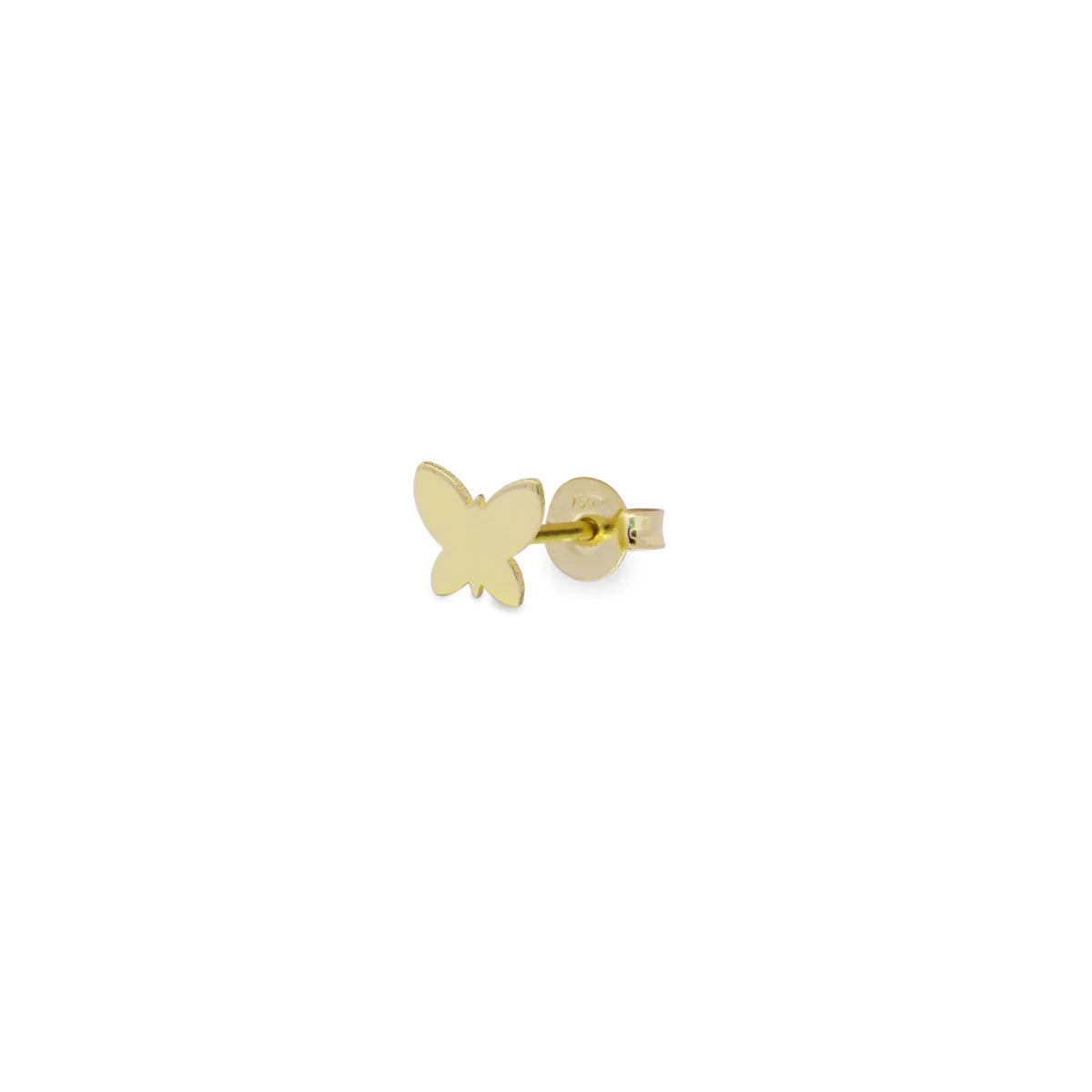 18kt gold mono earring stud with butterfly motive