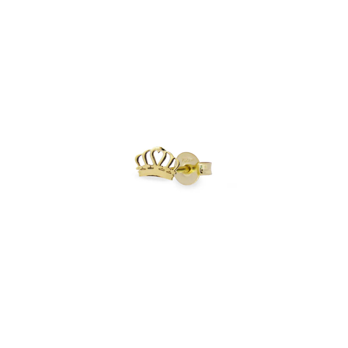 18kt gold mono earring stud with Crown motive