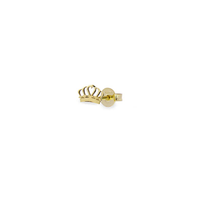 18kt gold mono earring stud with Crown motive