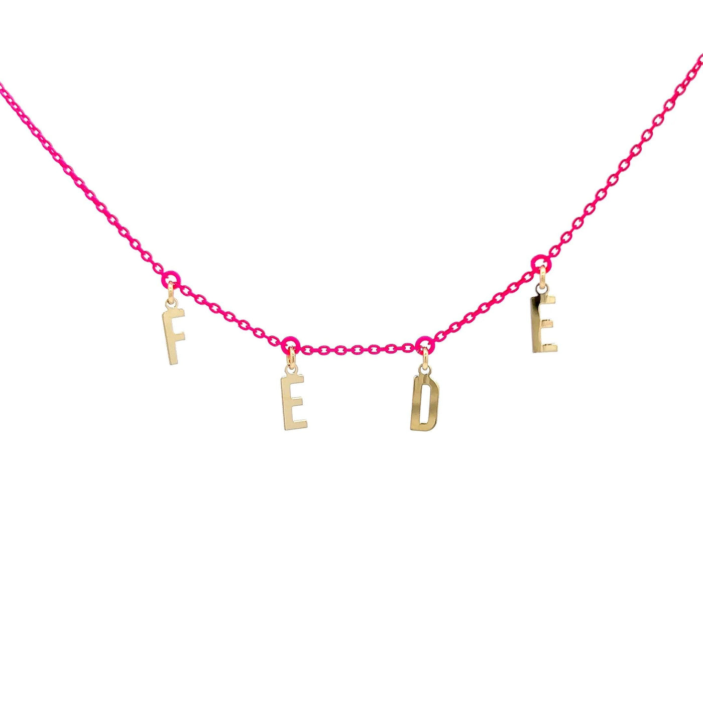 Customizable Fuchsia Choker with Golden Letters - Moregola Fine Jewelry