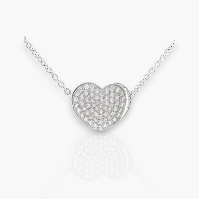 18K White Gold Necklace with diamond heart - Moregola Fine Jewelry