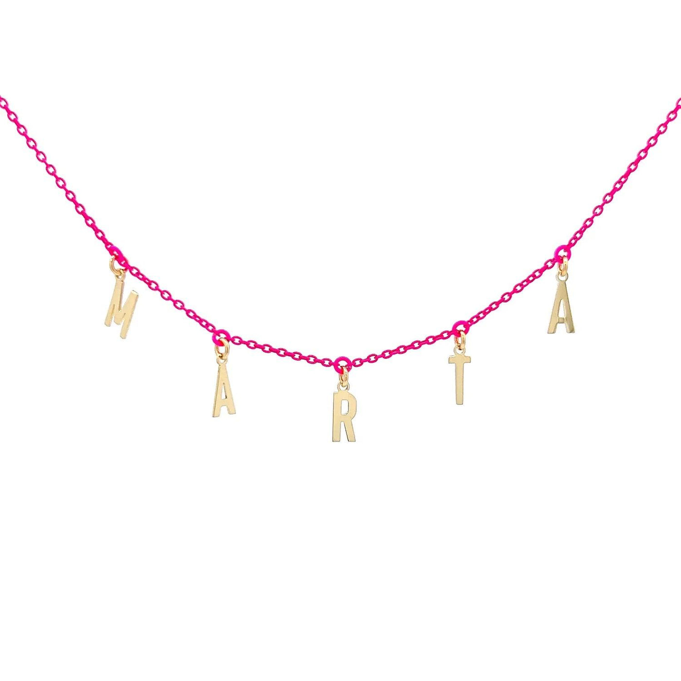 Customizable Fuchsia Choker with Golden Letters - Moregola Fine Jewelry