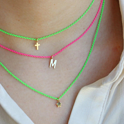 Colorful choker with 18K Gold Letter - Moregola Fine Jewelry