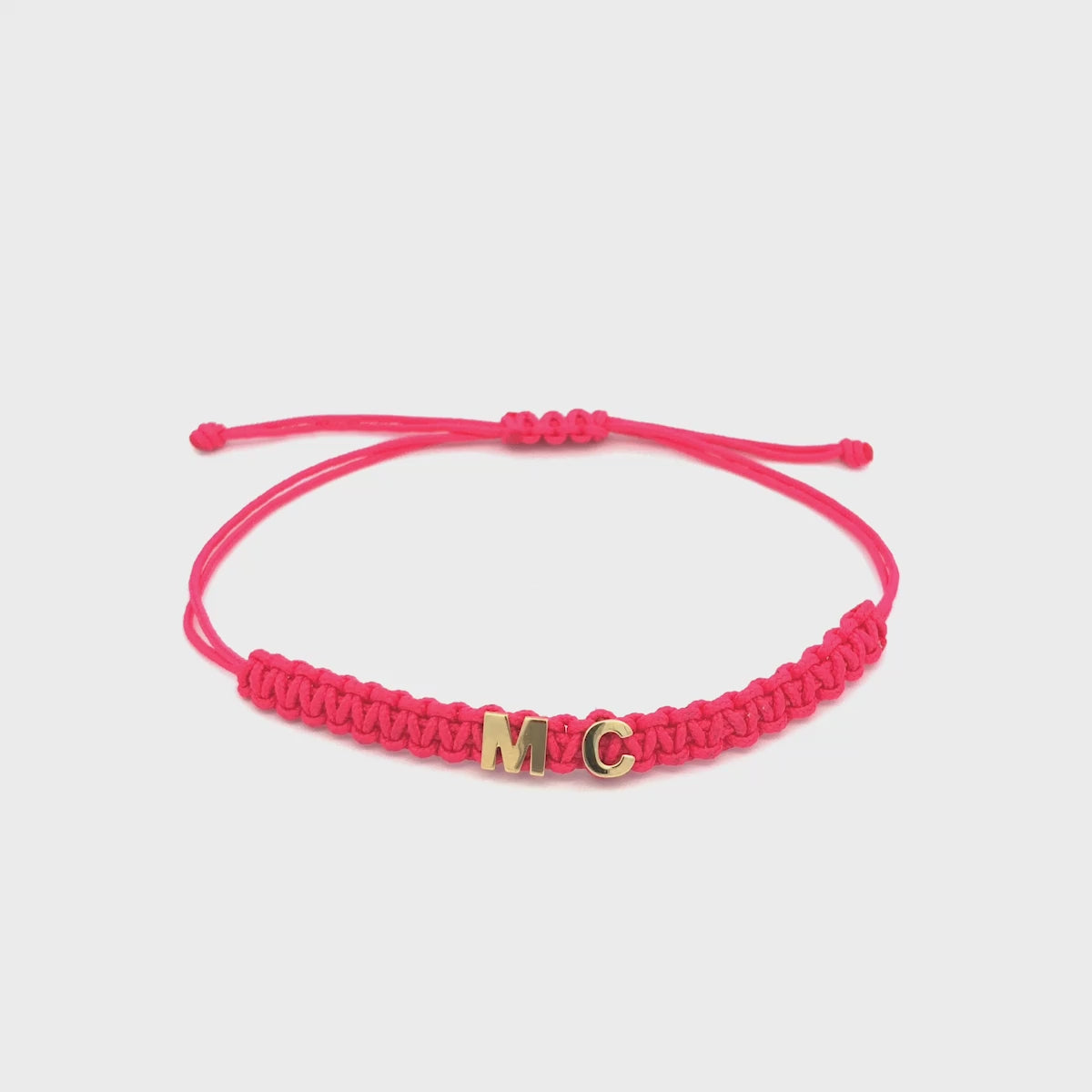 Customizable Pink Fabric Bracelet with 18kt gold letters