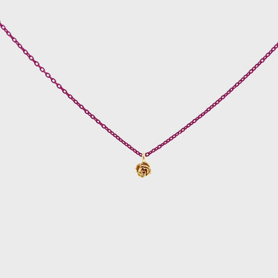 Choker with 18kt Gold Rose and Painted Chain
