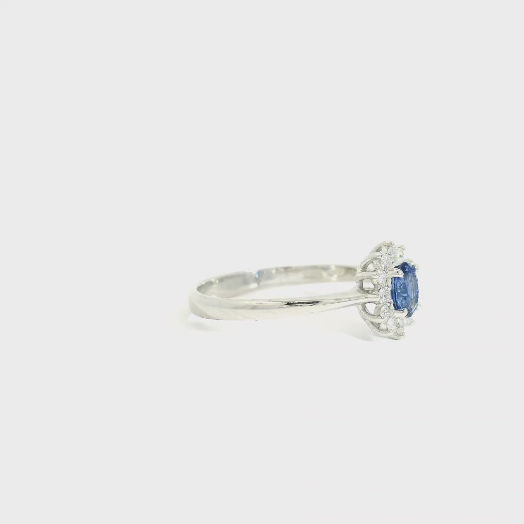 Saphir Ring mit Diamanten (verfügbar in 4 Größen: 0.20ct - 1.19ct)