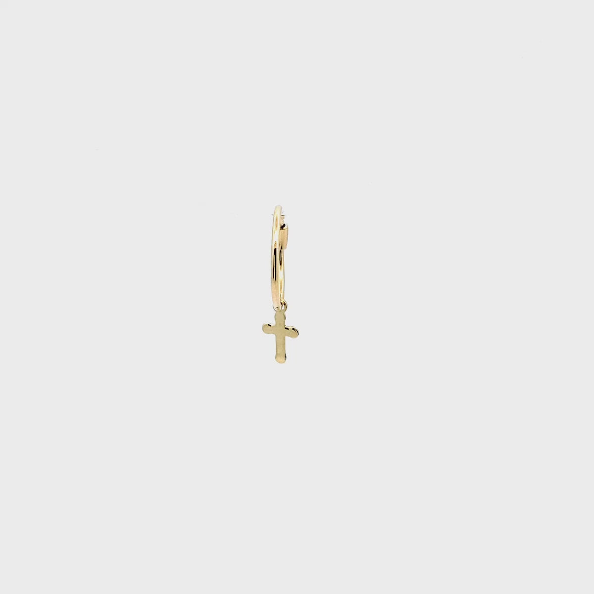 18kt gold mono earring with cross