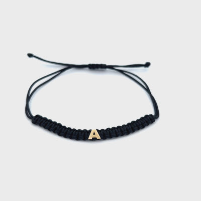 Customizable Black Fabric Bracelet with 18kt gold letters