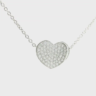 18K White Gold Necklace with diamond heart