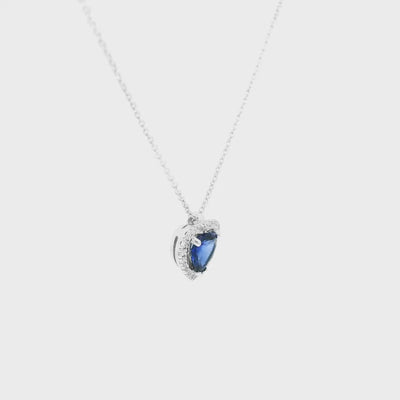 Sapphire Heart Necklace with Diamonds