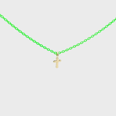Halsband mit 18kt Gold Kreuz und bemalter 925er Silberkette