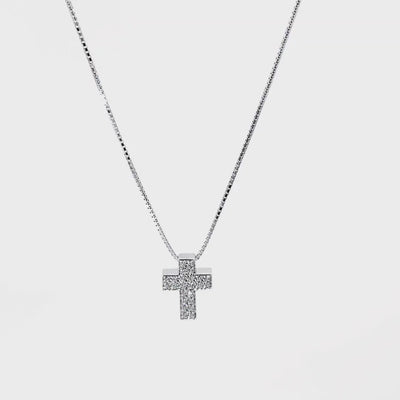 18K White Gold Necklace with diamond cross (3 sizes)