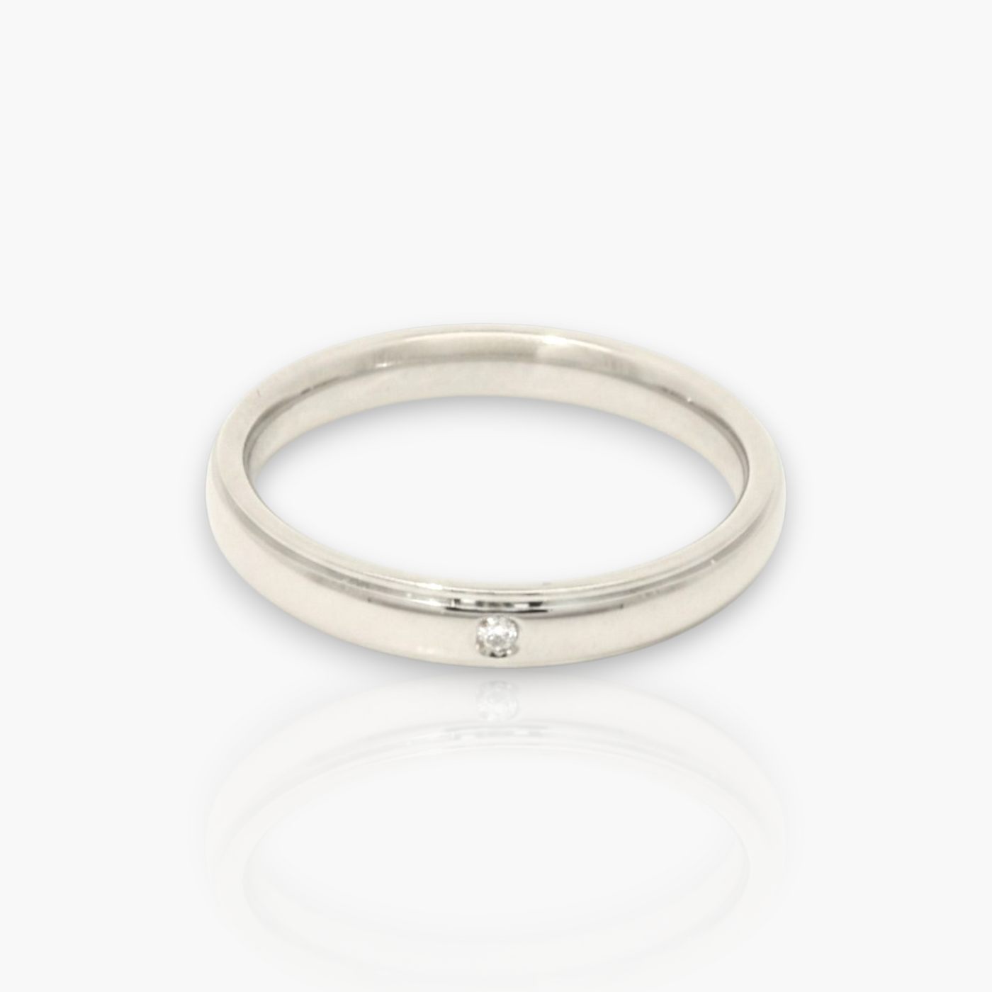 3mm Wedding Ring - 18kt Gold, Comfort Fit with Diamond