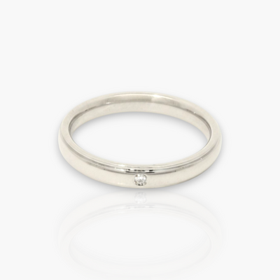 3mm Wedding Ring - 18kt Gold, Comfort Fit with Diamond