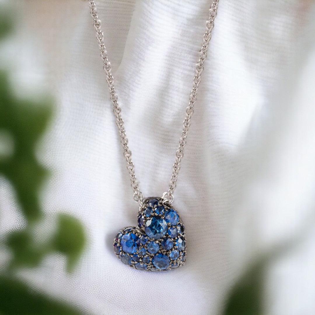 Sapphire Heart Necklace - Moregola Fine Jewelry