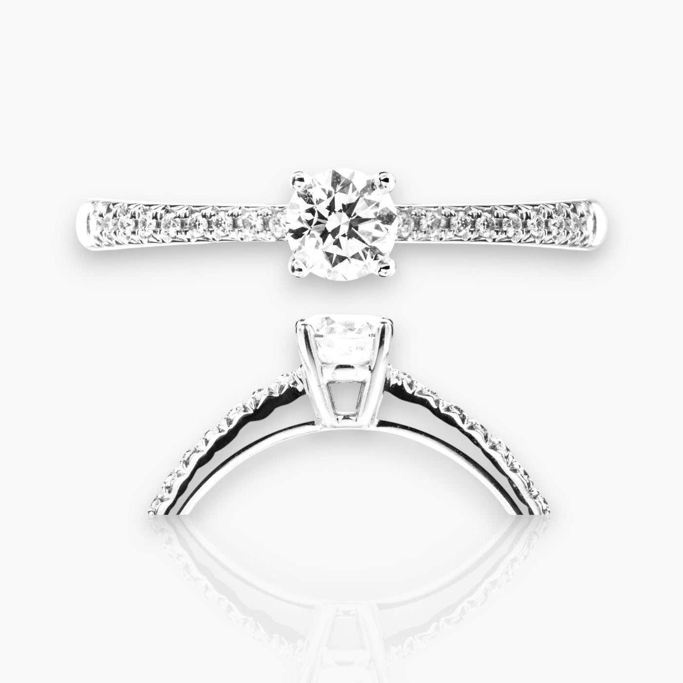 Solitaire 2 - Brilliant Ring with Diamond Band - Moregola Fine Jewelry