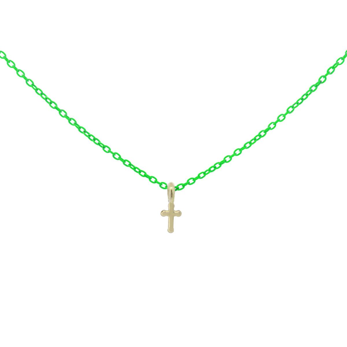 Choker with 18kt Gold Cross and Painted Chain - Moregola Fine Jewelry