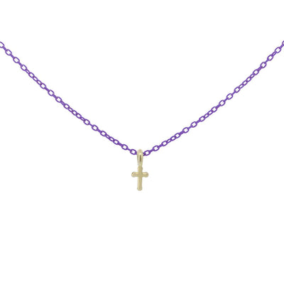 Choker with 18kt Gold Cross and Painted Chain - Moregola Fine Jewelry