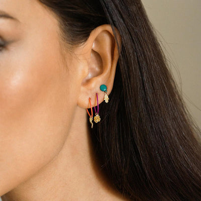 Mono Earring with 18kt gold Rose - Moregola Fine Jewelry