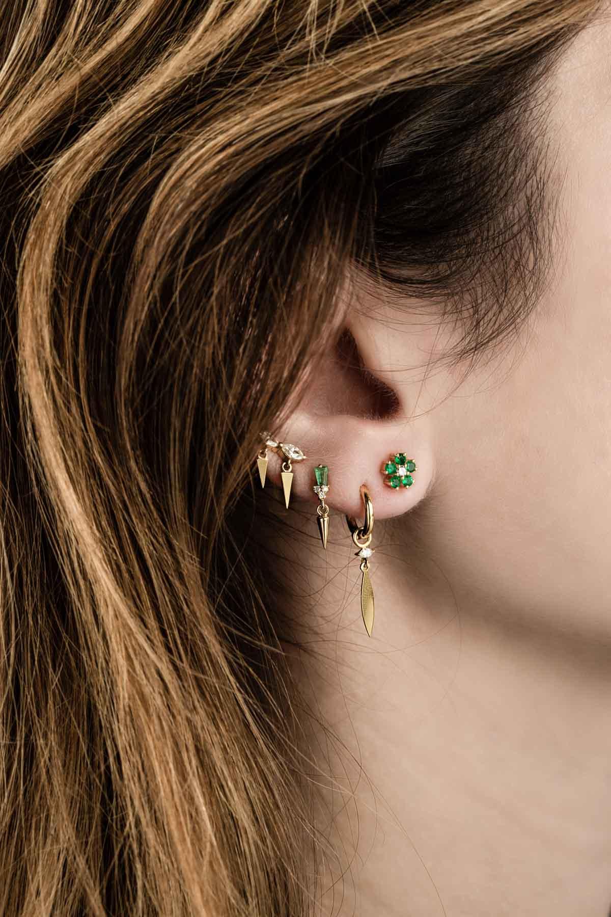 Emerald Daisy Earrings - Moregola Fine Jewelry