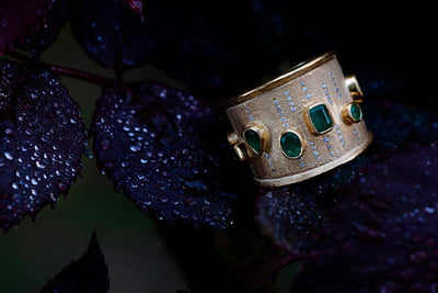 Emerald Diamond Rain Ring - Moregola Fine Jewelry