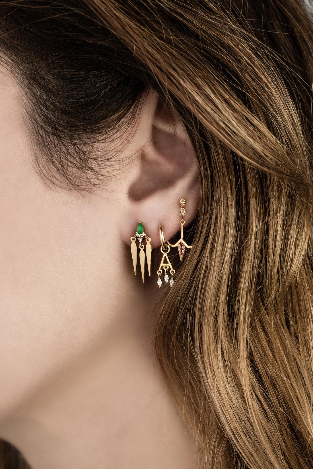 Emerald Marquise Dream Catcher Earrings - Moregola Fine Jewelry