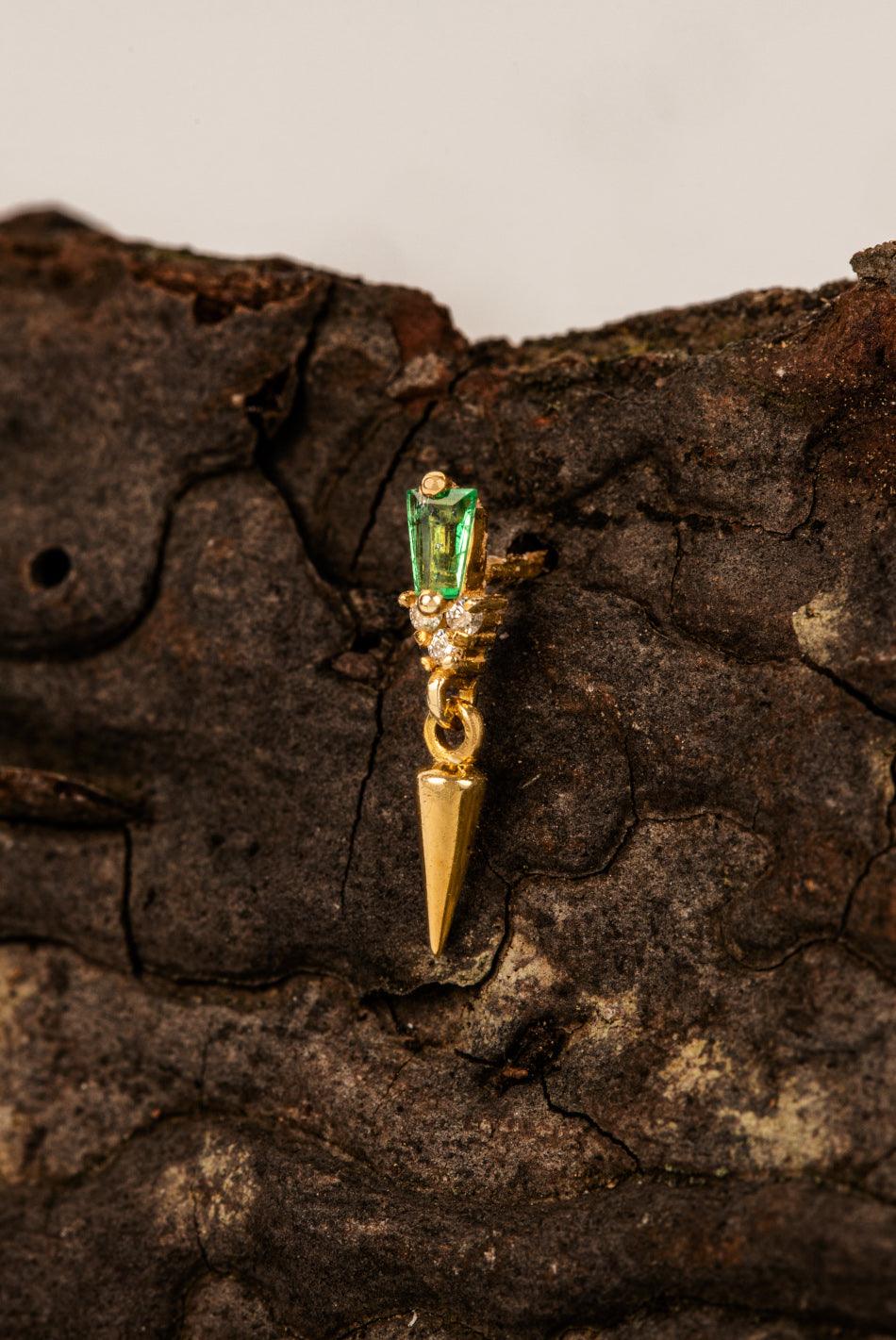 Emerald Stalagmite Single Earring - Moregola Fine Jewelry