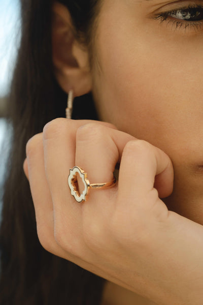 Anime Ring, Rose Gold And White Enamel - Moregola Fine Jewelry