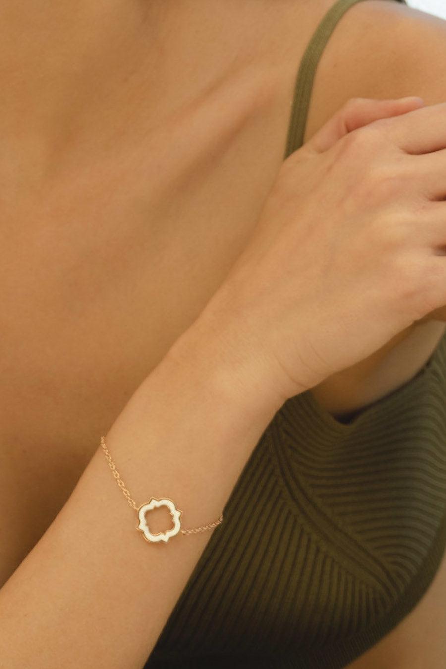 Anime Bracelet, Rose Gold And White Enamel - Moregola Fine Jewelry