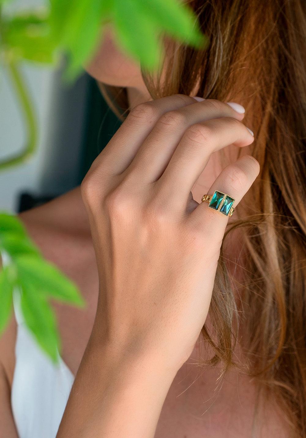 Narcissa Tourmaline Baguette Ring - Moregola Fine Jewelry