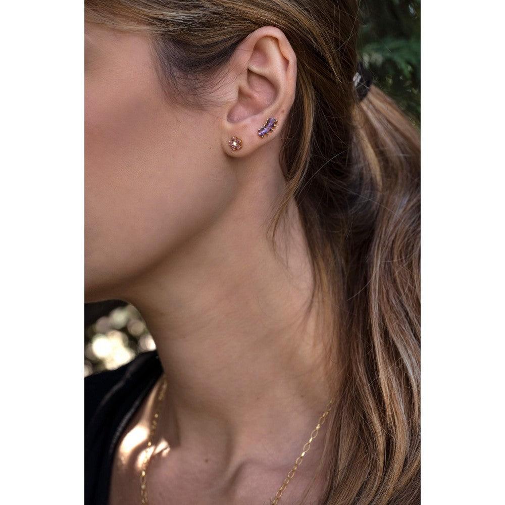 Rhodolite Daisy Earrings - Moregola Fine Jewelry
