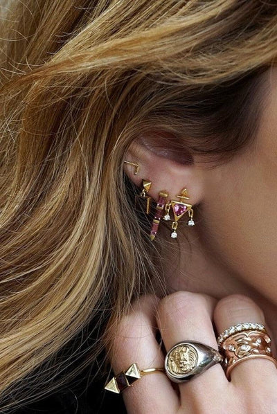Stalactite Pink Tourmaline Single Earring - Moregola Fine Jewelry