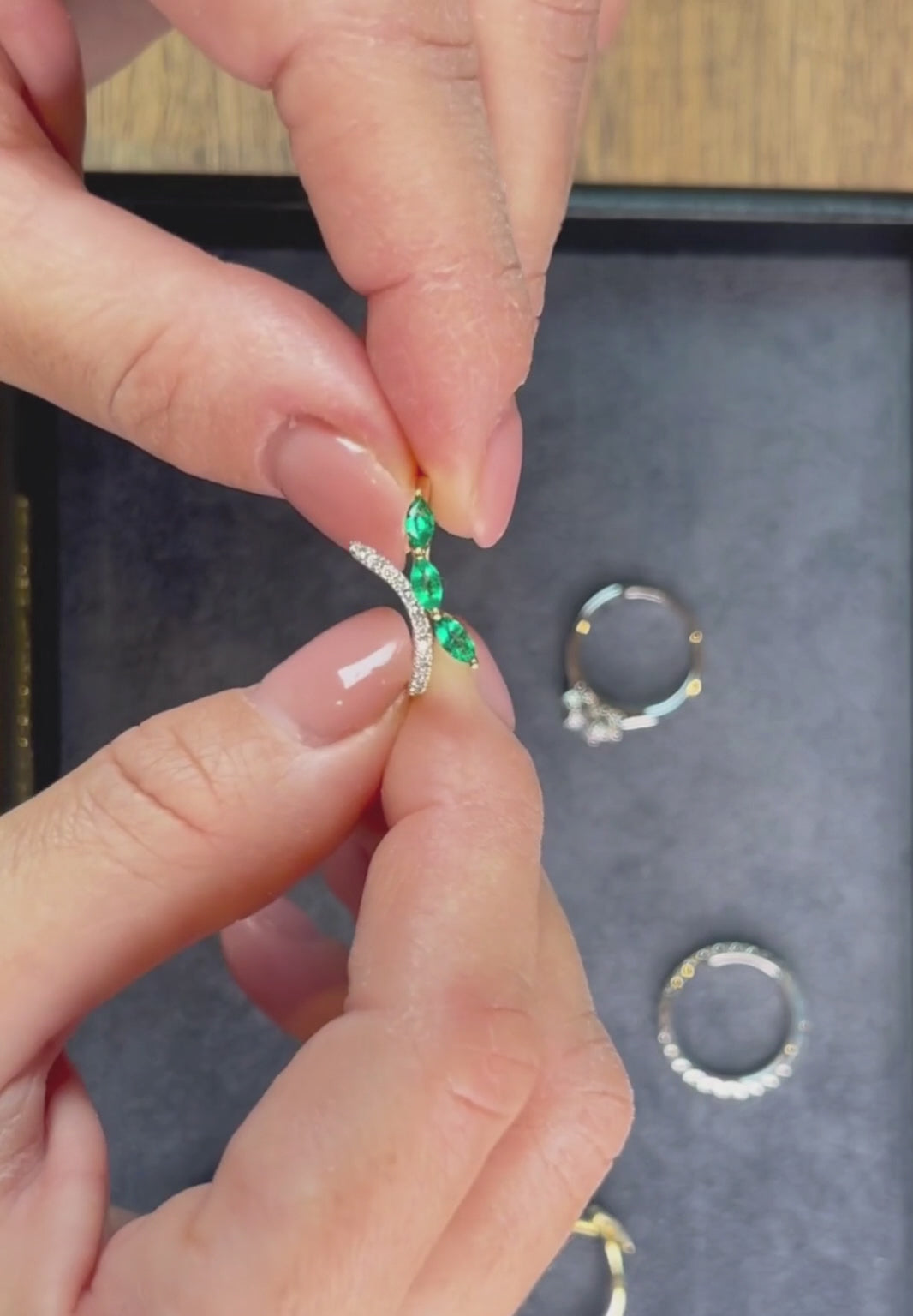 3 Emerald Drops Ring